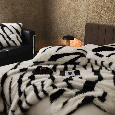 Zebra Faux Fur Blanket