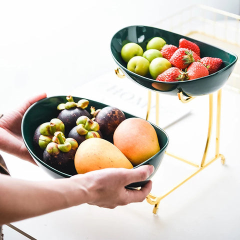Ceramic Serving Bowls with Metal Stand