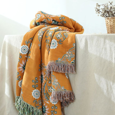 Santorini Sun Cotton Throw Blanket