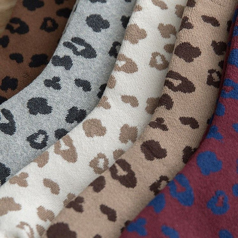 Leopard Terry Cotton Socks Women