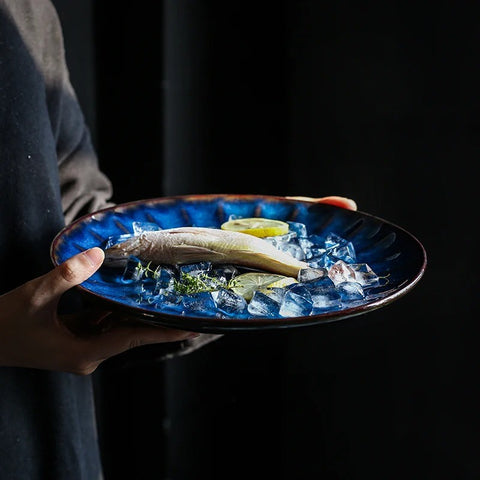 Sunflower Blue Glaze Plate