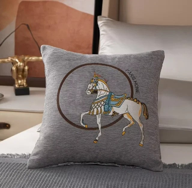 ROYAL STEED EMBROIDERED CUSHION COVER