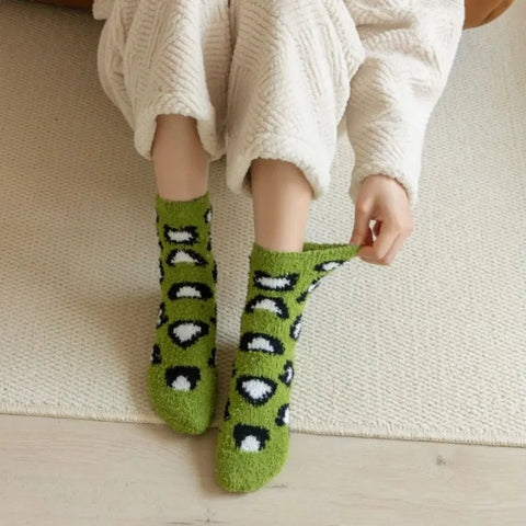 Leopard Fuzzy Plush Socks Women