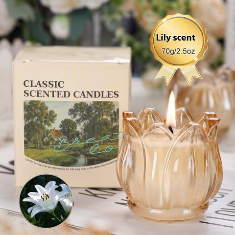 French Tulip Glass Candle