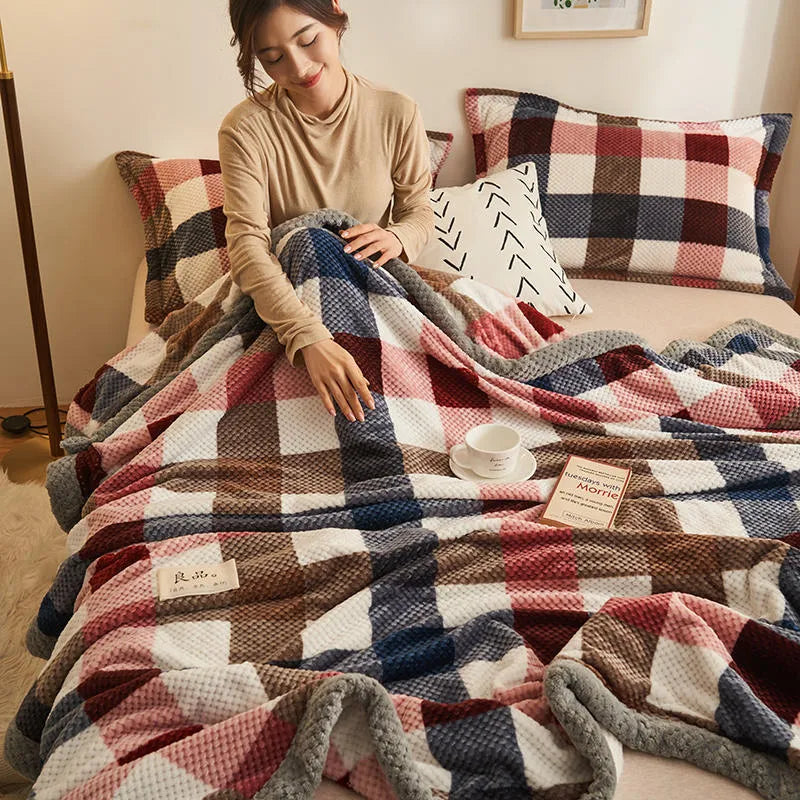 KINOKAWA PLAID PLUSH BLANKET