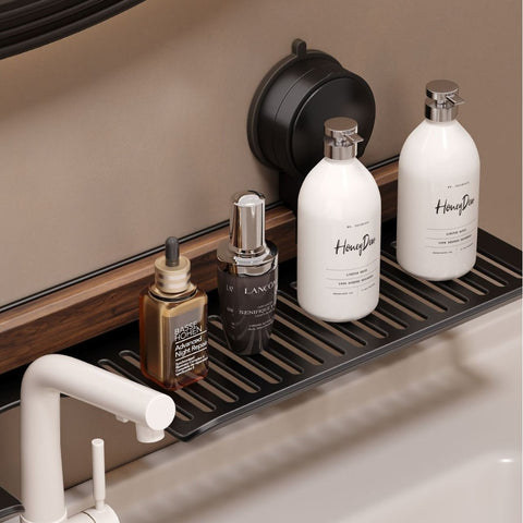 No-Drill Walnut Bathroom Shelf