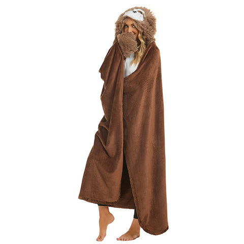 Wearable Hooded Blanket With Gloves