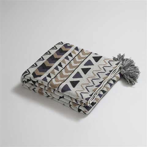 Tribal Throw Blanket with Tassels
