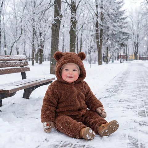 Plush Bear Winter Baby Romper