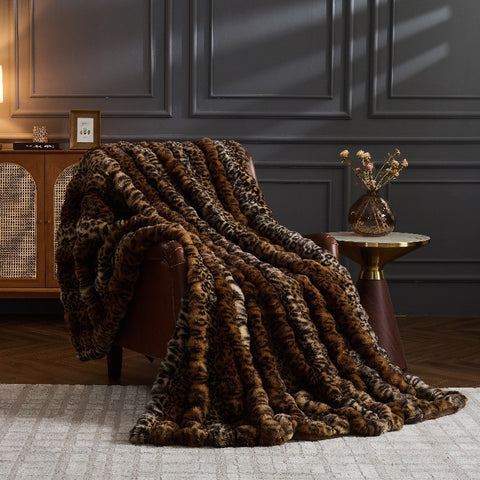 Luxury Faux Fur Animal Print Blanket