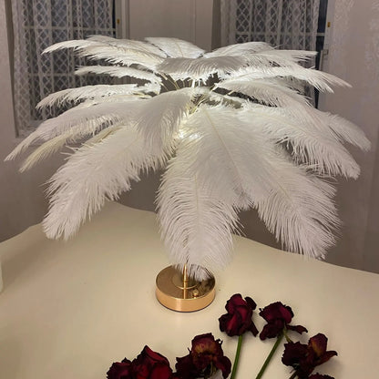 CELESTE OSTRICH FEATHER TABLE LAMP