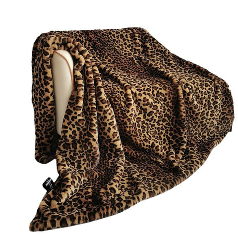 Premium Faux Fur Leopard Print Blanket