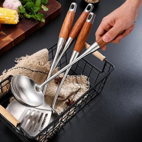 Stainless Steel Kitchen Utensil Set with Holder