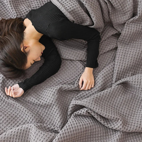 Waffle Cotton Throw Blanket - Japanese Style