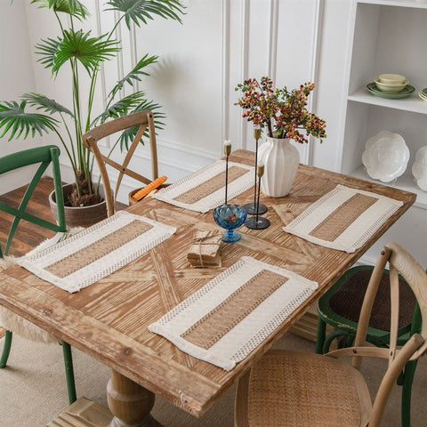 Boho Hempweave Tasseled Table Cloths