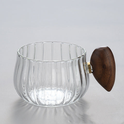 Glass Coffee & Tea Cup with Wood Handle
