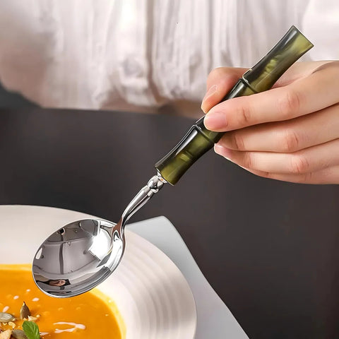 Eco-Friendly Silverware Set - Durable Dinnerware with Bamboo Handles