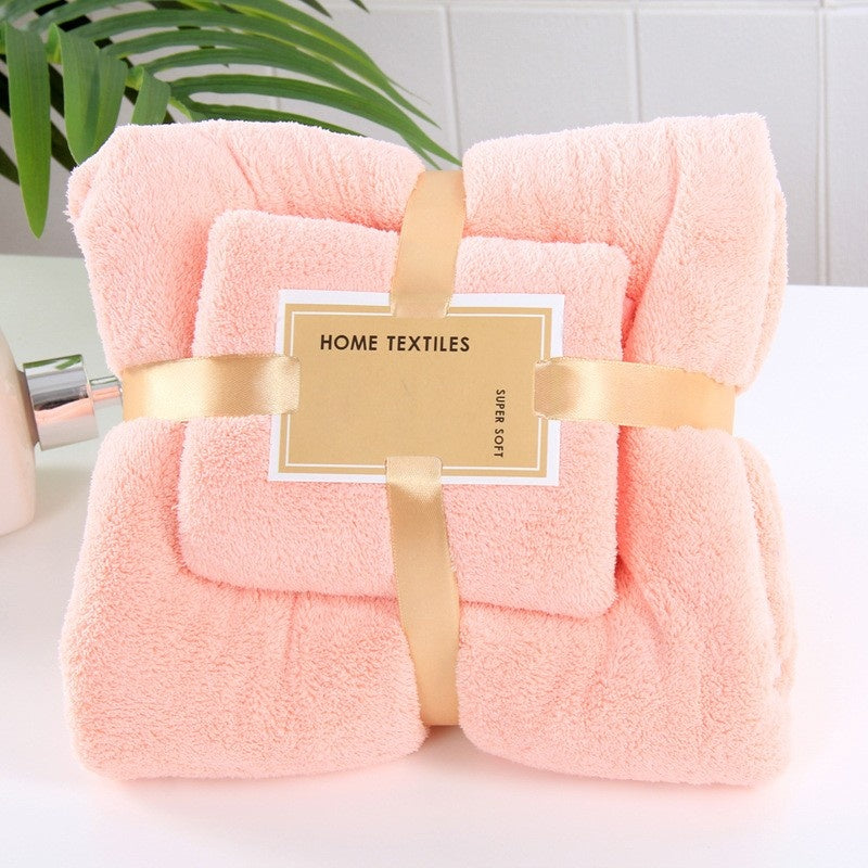 CORAL FLEECE BATH TOWEL SET