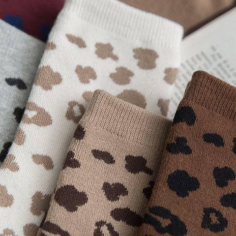 Leopard Terry Cotton Socks Women
