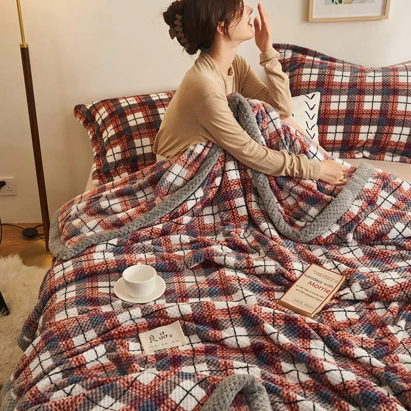 KINOKAWA PLAID PLUSH BLANKET