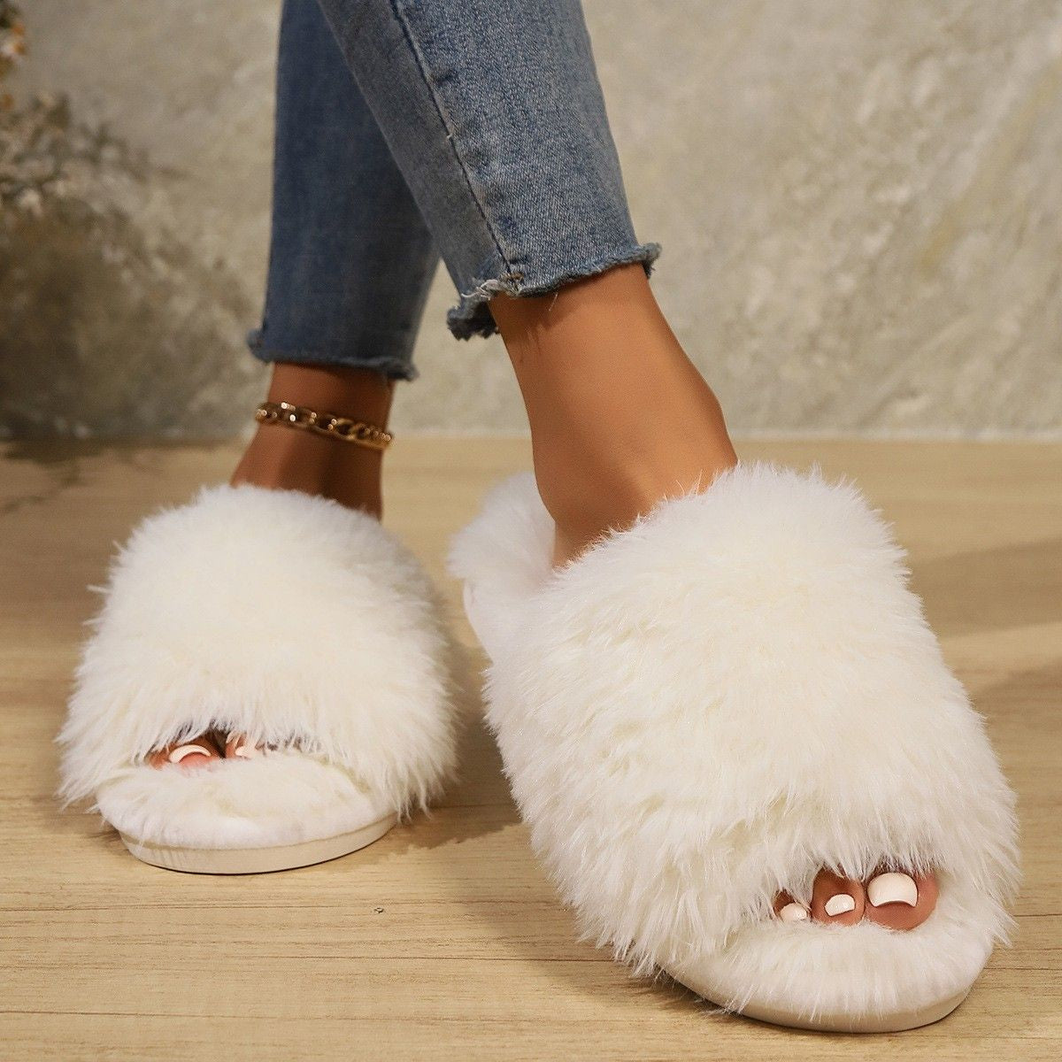 FROSTFLUFF OPEN-TOE SLIPPERS