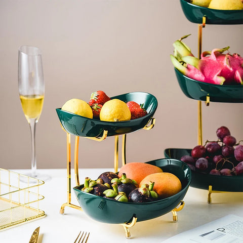Ceramic Serving Bowls with Metal Stand