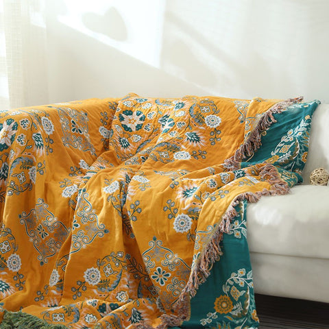 Santorini Sun Cotton Throw Blanket