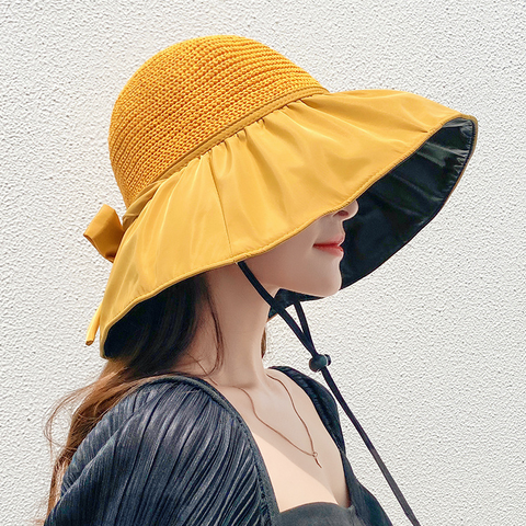 Noir Hollow Weave Sun Hat