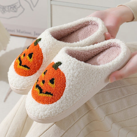 Halloween Pumpkin Slippers – Cozy Indoor House Shoes