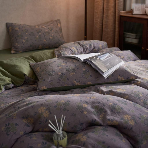 Olive Bloom Cotton Gauze Bedding Set(4 PCS)