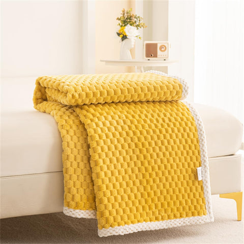 Yellow Sun Waffle Plush Throw Blanket