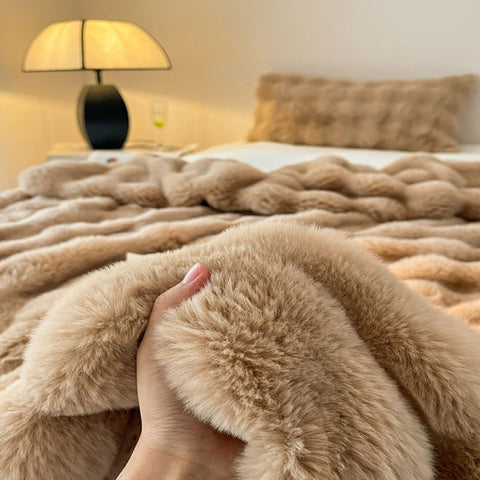 Faux Rabbit Fur Minky Blanket