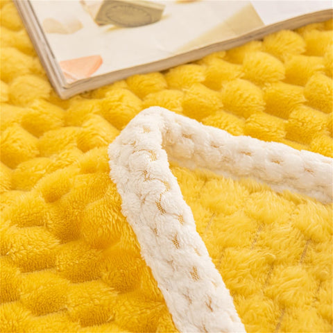 Yellow Sun Waffle Plush Throw Blanket