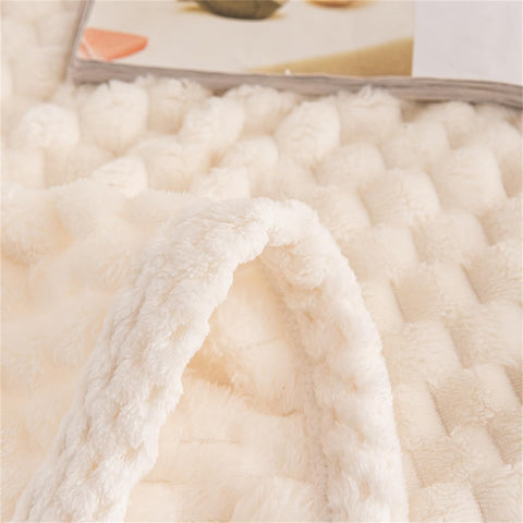 Milky White Waffle Plush Blanket