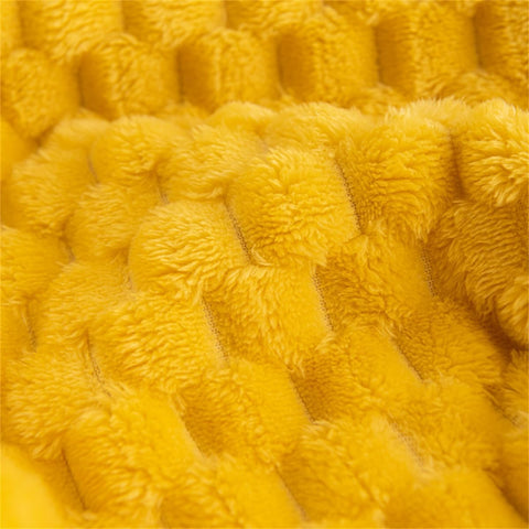 Yellow Sun Waffle Plush Throw Blanket