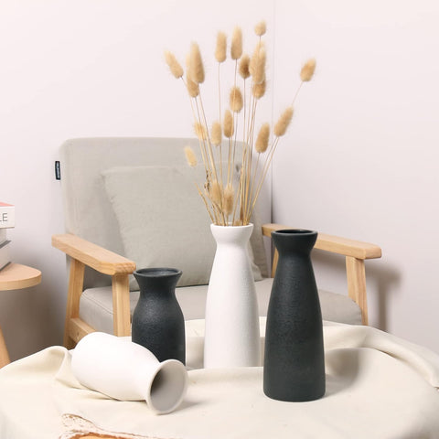 Matte Minimalist Ceramic Black & White Vase Set