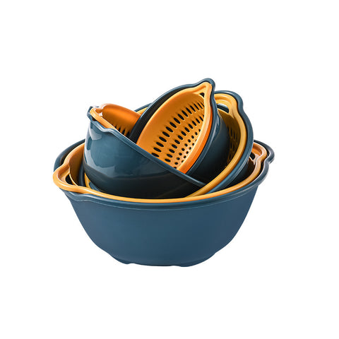 Double-Layer Colander Bowl 8-Piece Set