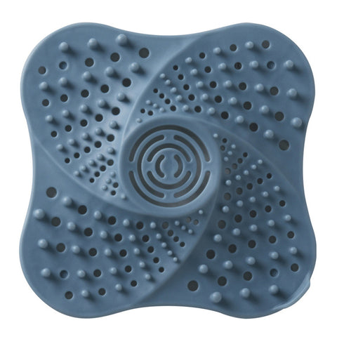 Blue silicone drain hair catcher with swirl grip