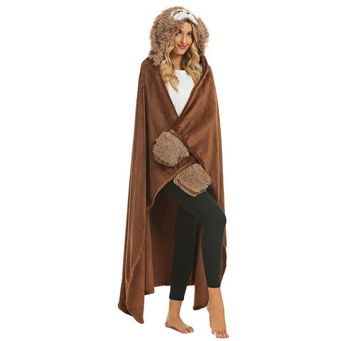 Wearable Hooded Blanket With Gloves