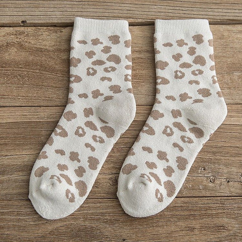 Leopard Terry Cotton Socks Women