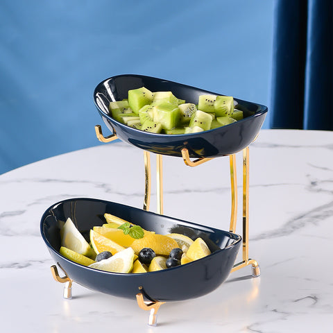 Ceramic Serving Bowls with Metal Stand
