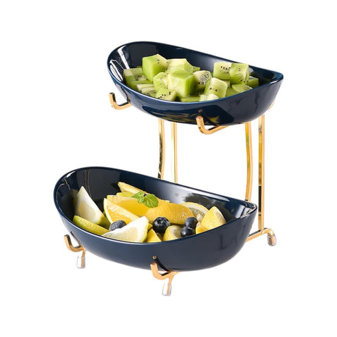 Ceramic Serving Bowls with Metal Stand
