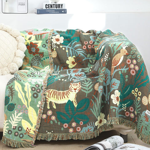 Jungle Tiger Cotton Throw
