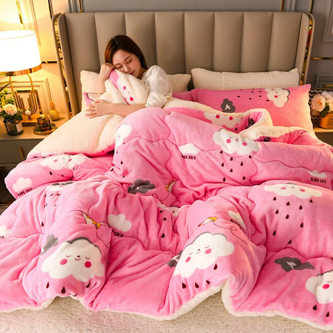 Pink Sherpa Blanket with Quilt Core