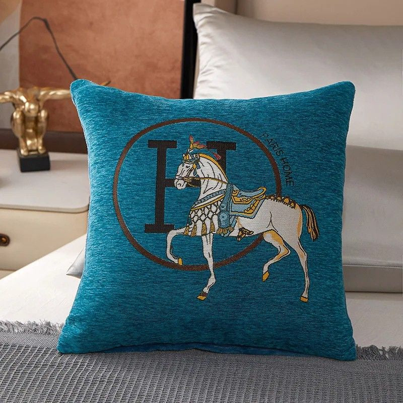 ROYAL STEED EMBROIDERED CUSHION COVER