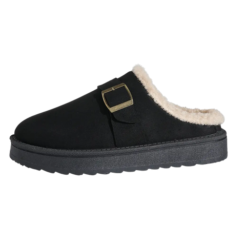 Women's Fleece Buckle Cotton Slippers