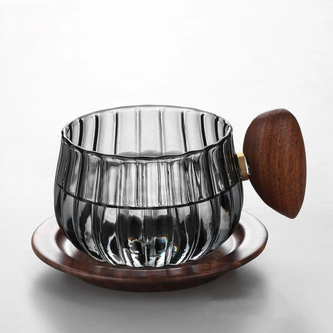 Glass Coffee & Tea Cup with Wood Handle