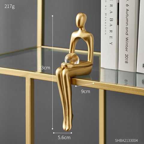 Gold Thinker Decorative Statue Figurine
