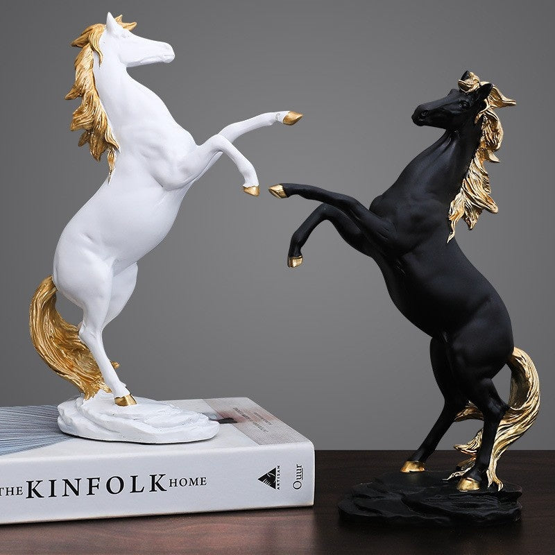 GRACEFUL GOLDEN HORSE SCULPTURE