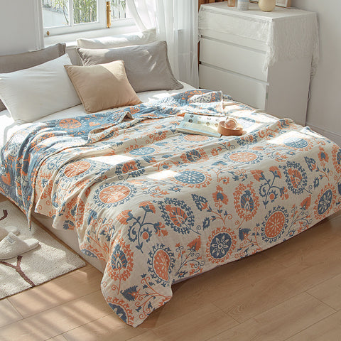 Woven Floral Throw Blanket Reversible